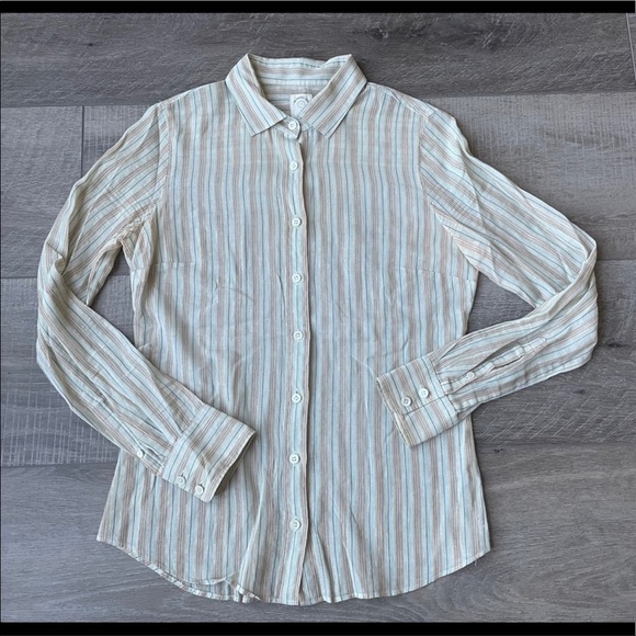 J. Crew Tops - J. Crew Sheer Sparkle Perfect Shirt in Stripe Size 2